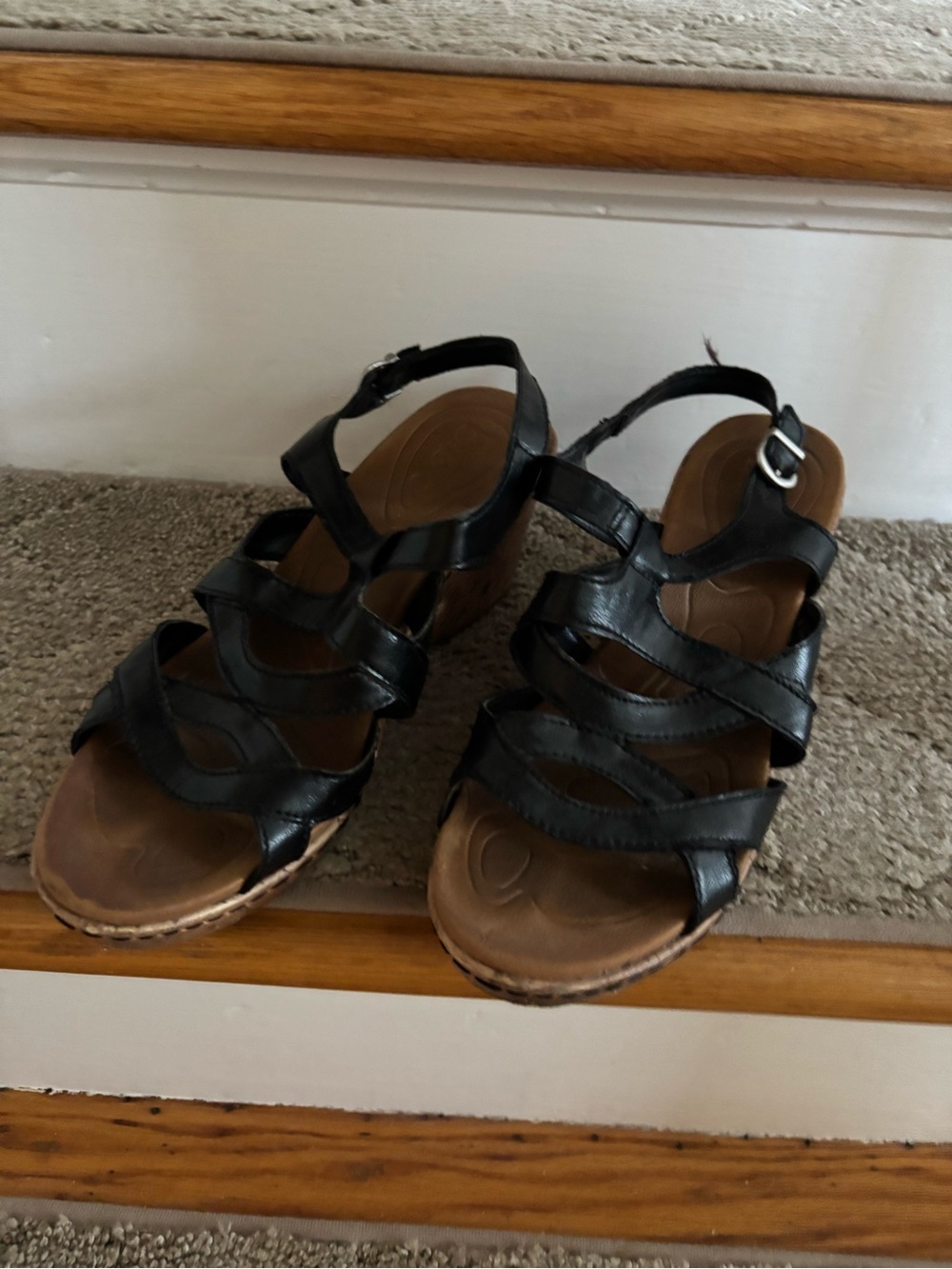 BOC brand Women’s Black Strappy Wedge Sandals